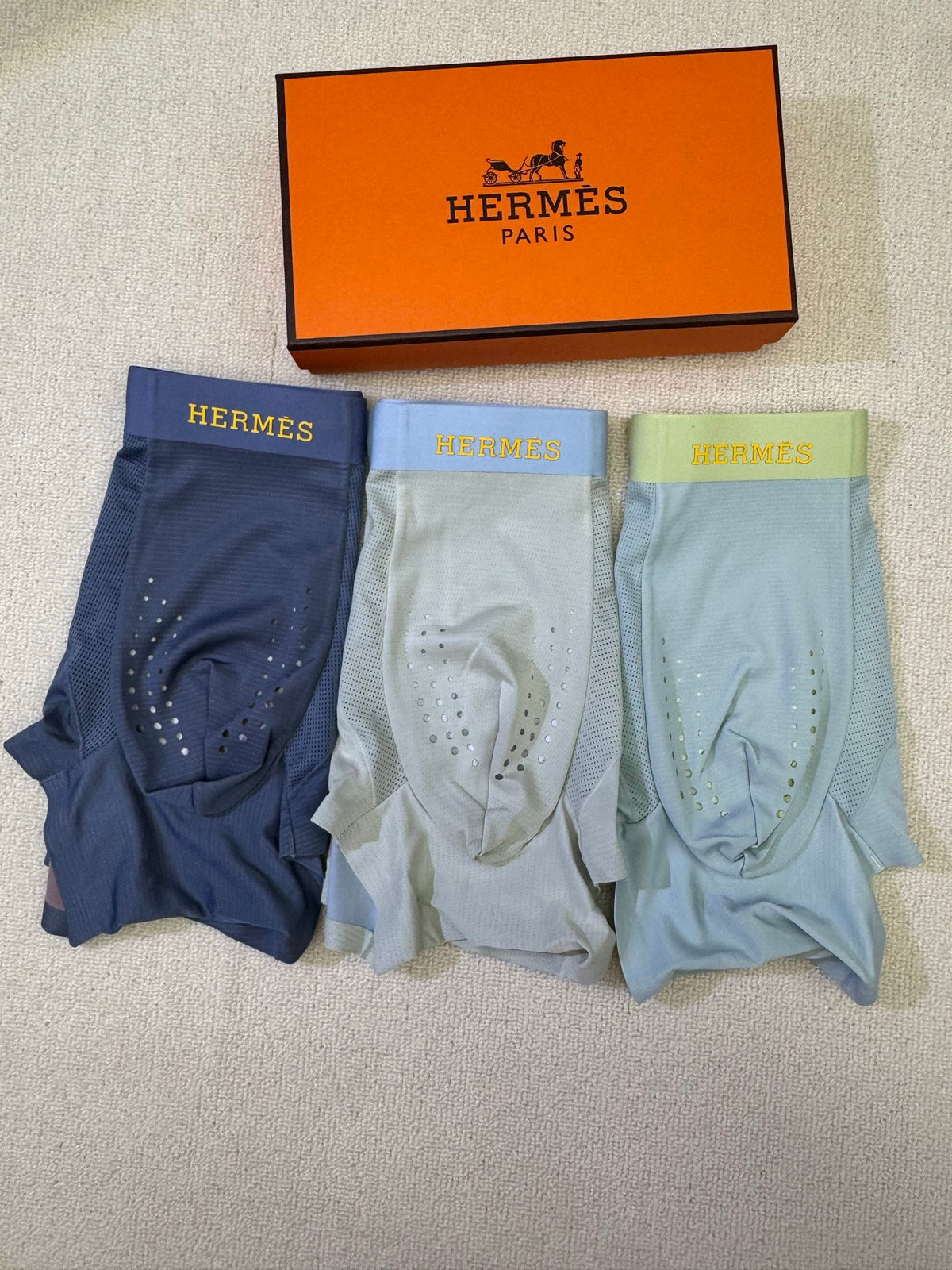 Hermès Blue Green Lilac Bright Waist Bands Boxer Briefs, image 4
