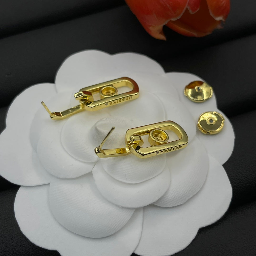 Messika Rectangular Pavé Drop earrings in Gold Tone, detail view 13