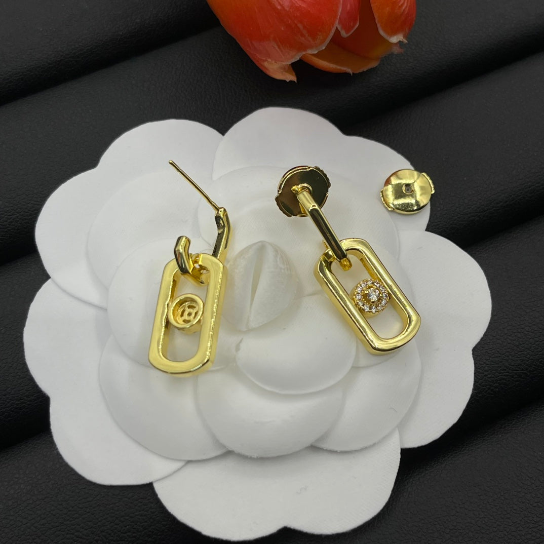 Messika Rectangular Pavé Drop earrings in Gold Tone, detail view 11