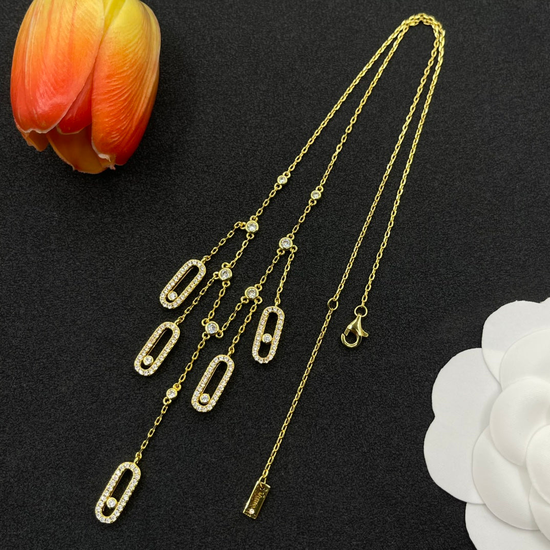 Messika Five-Link Drop necklace in Gold Tone, detail view 13