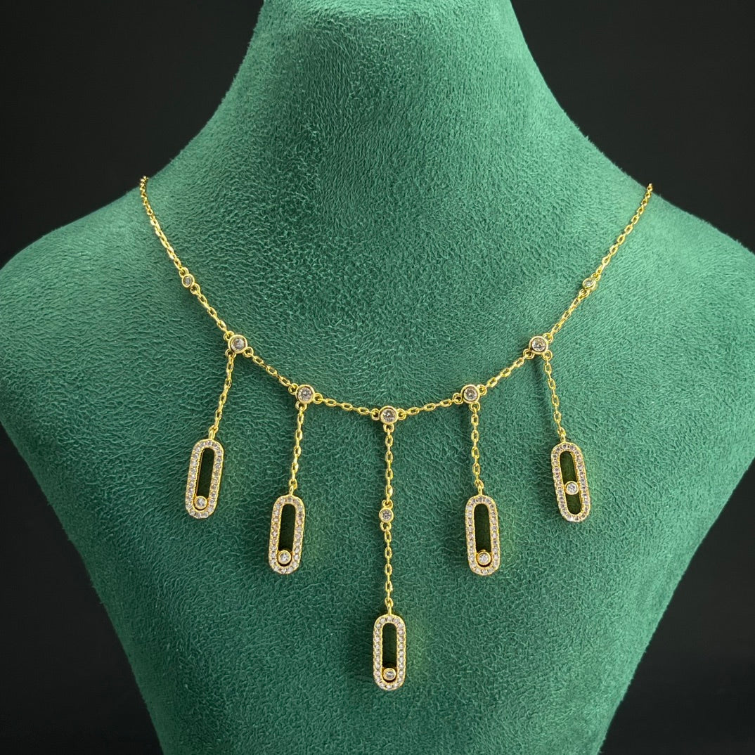 Messika Five-Link Drop necklace in Gold Tone, detail view 9