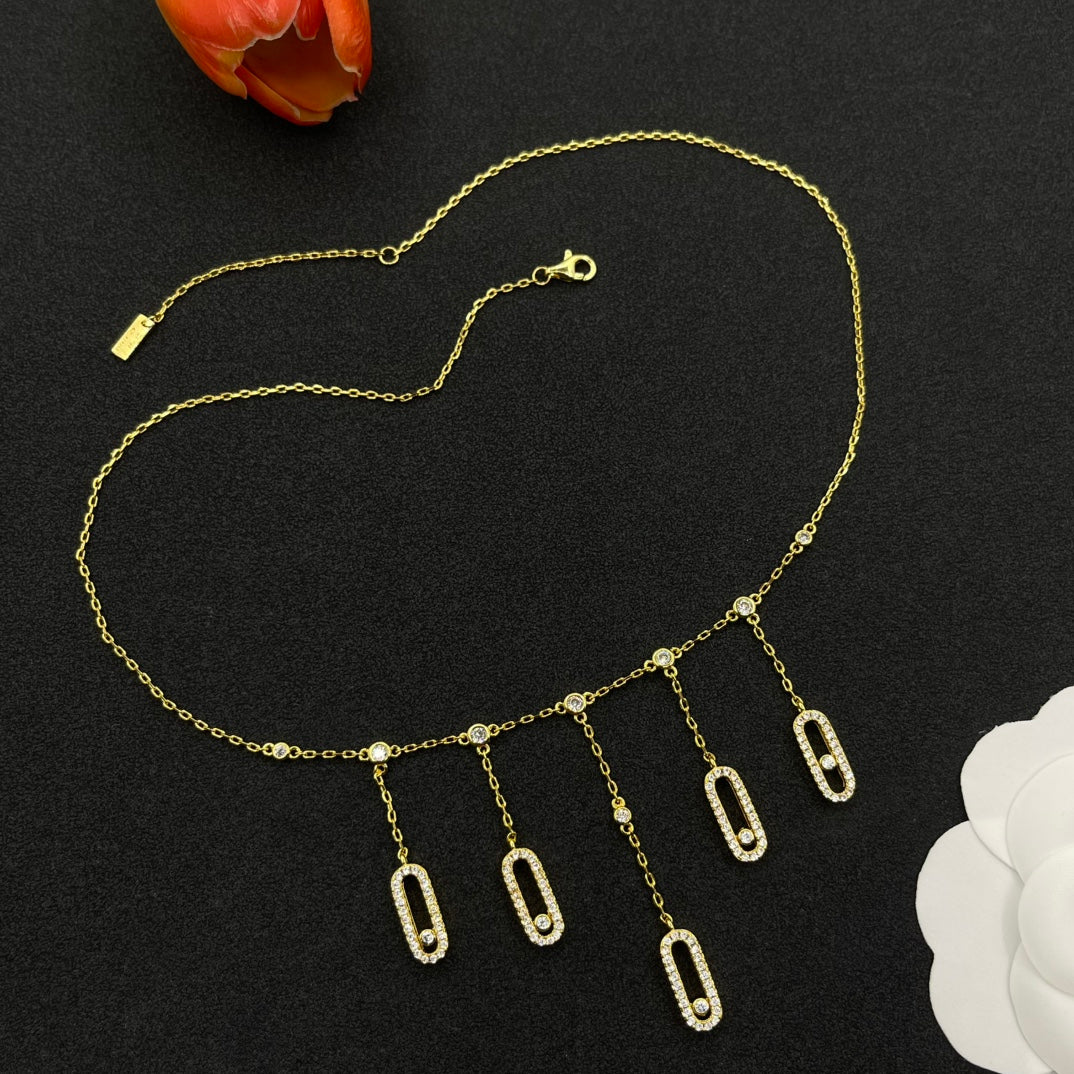 Messika Five-Link Drop necklace in Gold Tone, detail view 10