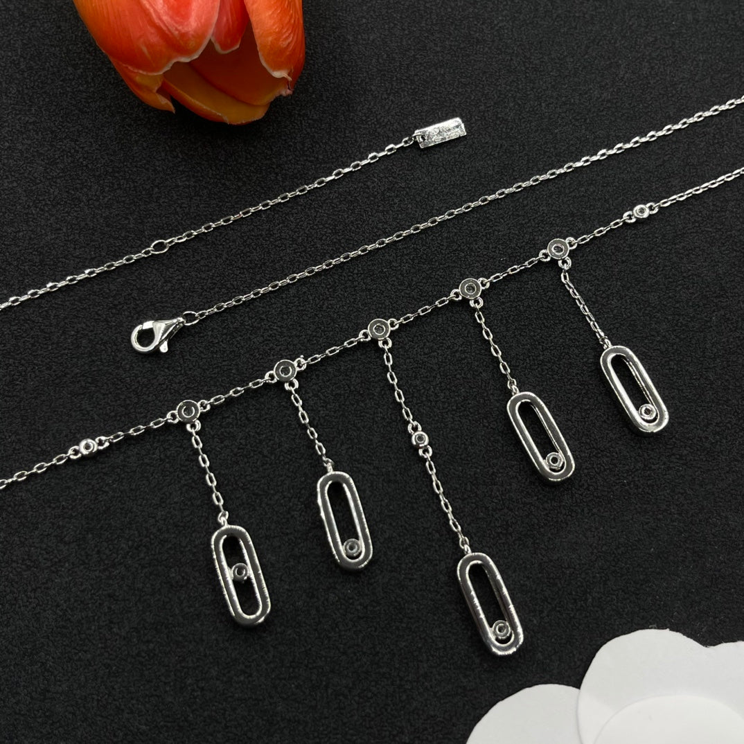 Messika Five-Link Drop necklace in Silver Tone, detail view 7