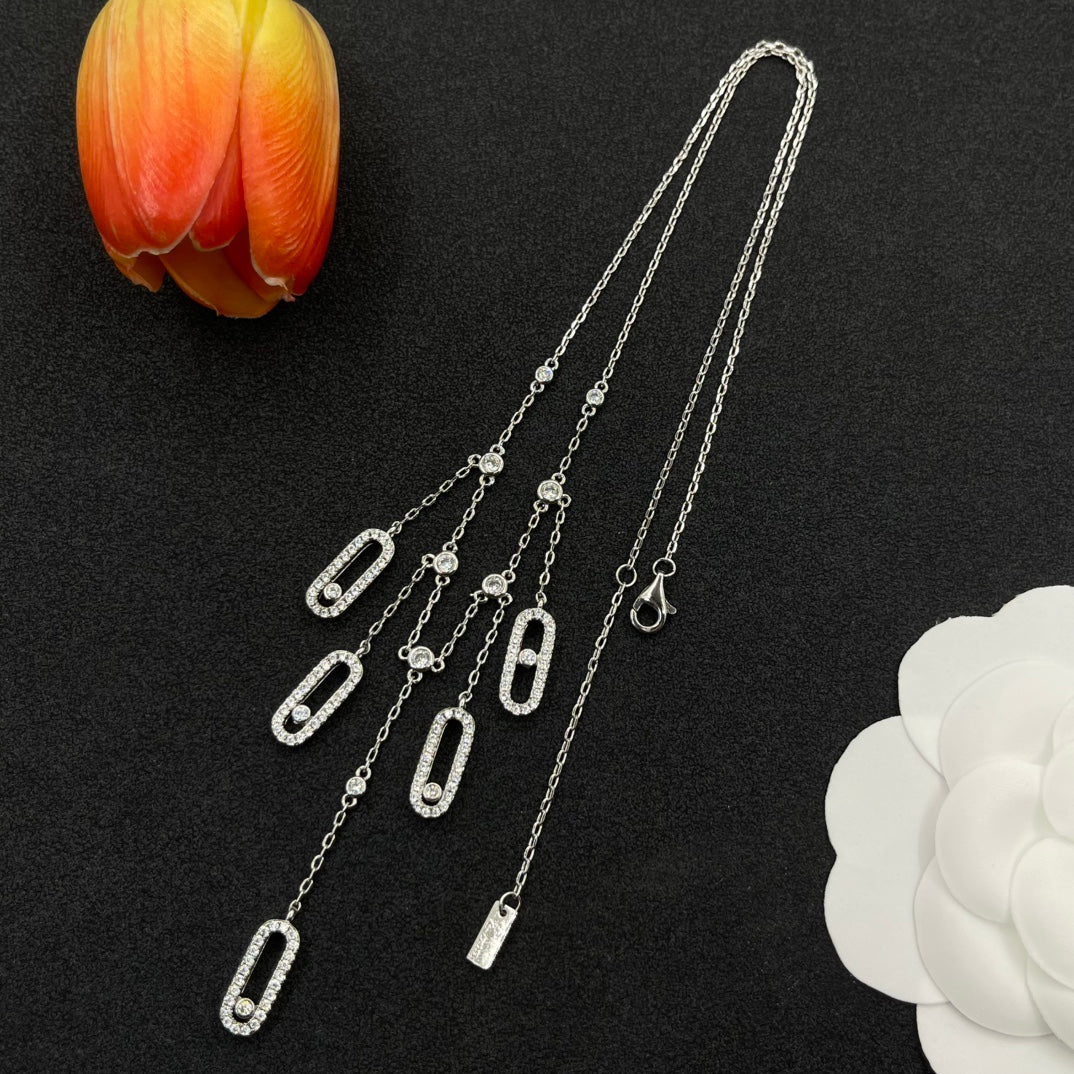 Messika Five-Link Drop necklace in Silver Tone, detail view 5