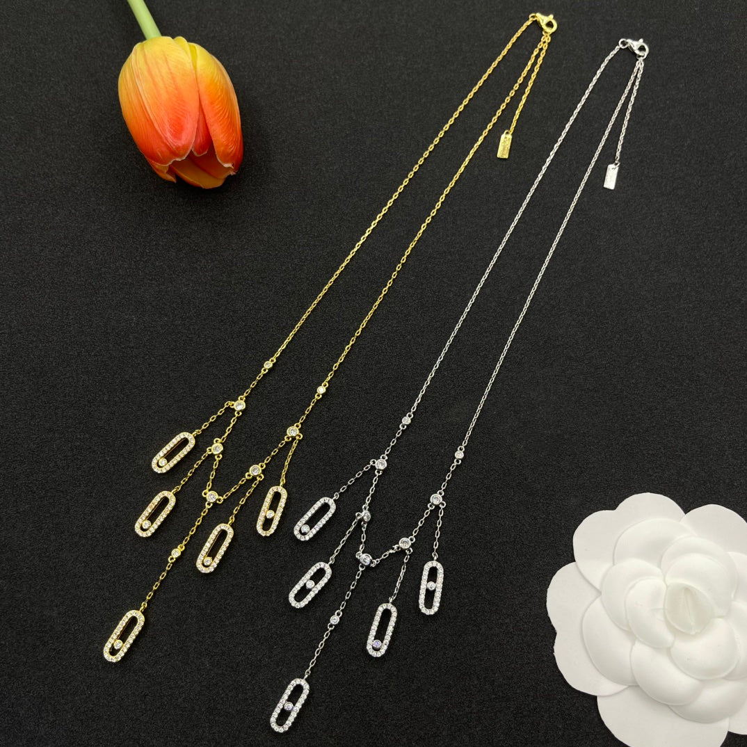 Messika Five-Link Drop necklace in Silver Tone, detail view 8