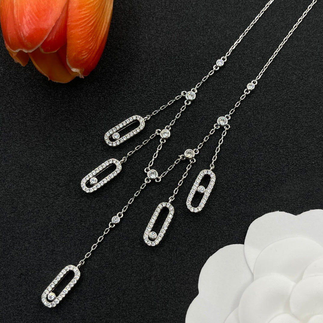 Messika Five-Link Drop necklace in Silver Tone, detail view 4