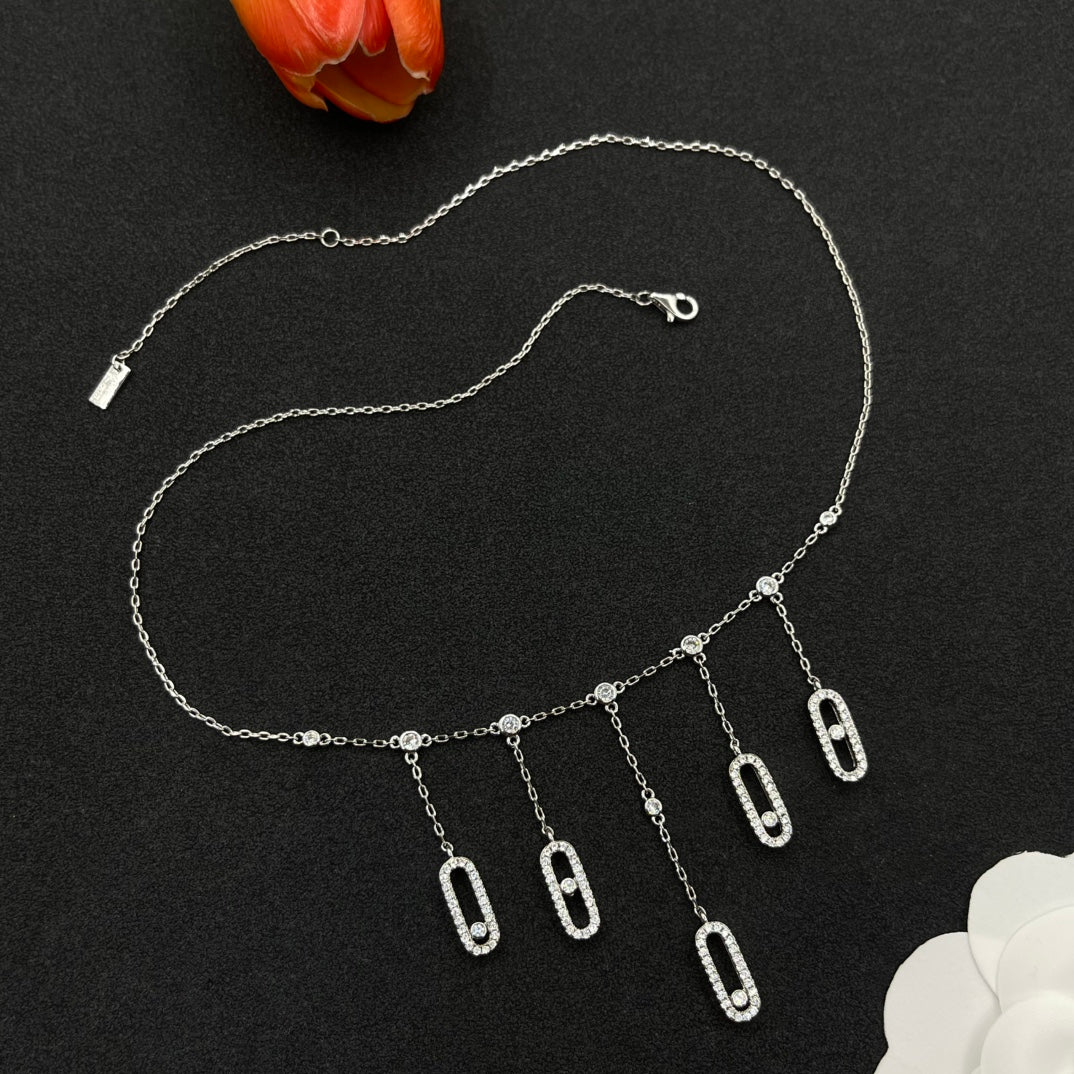 Messika Five-Link Drop necklace in Silver Tone, detail view 2