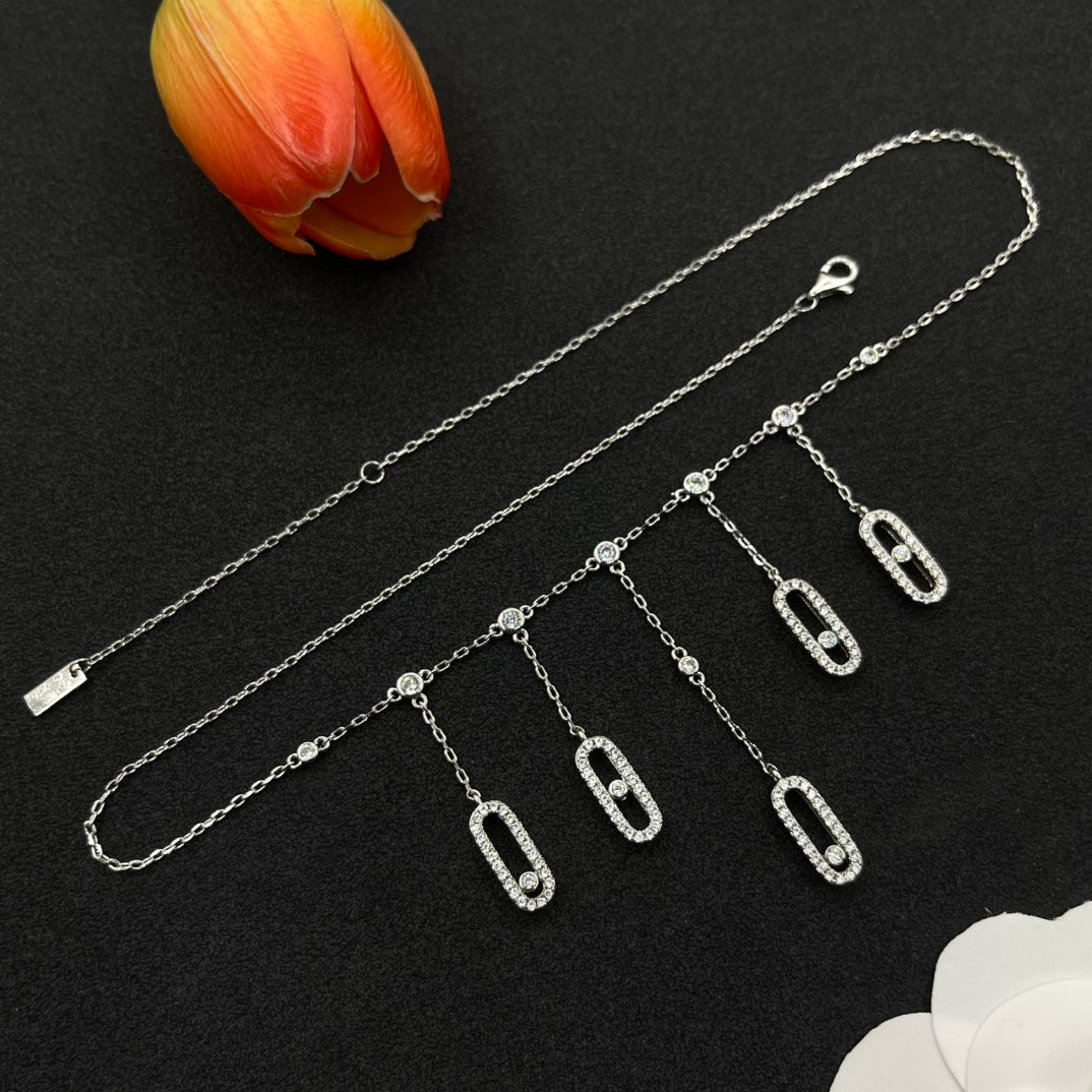Messika Five-Link Drop necklace in Silver Tone, detail view 6