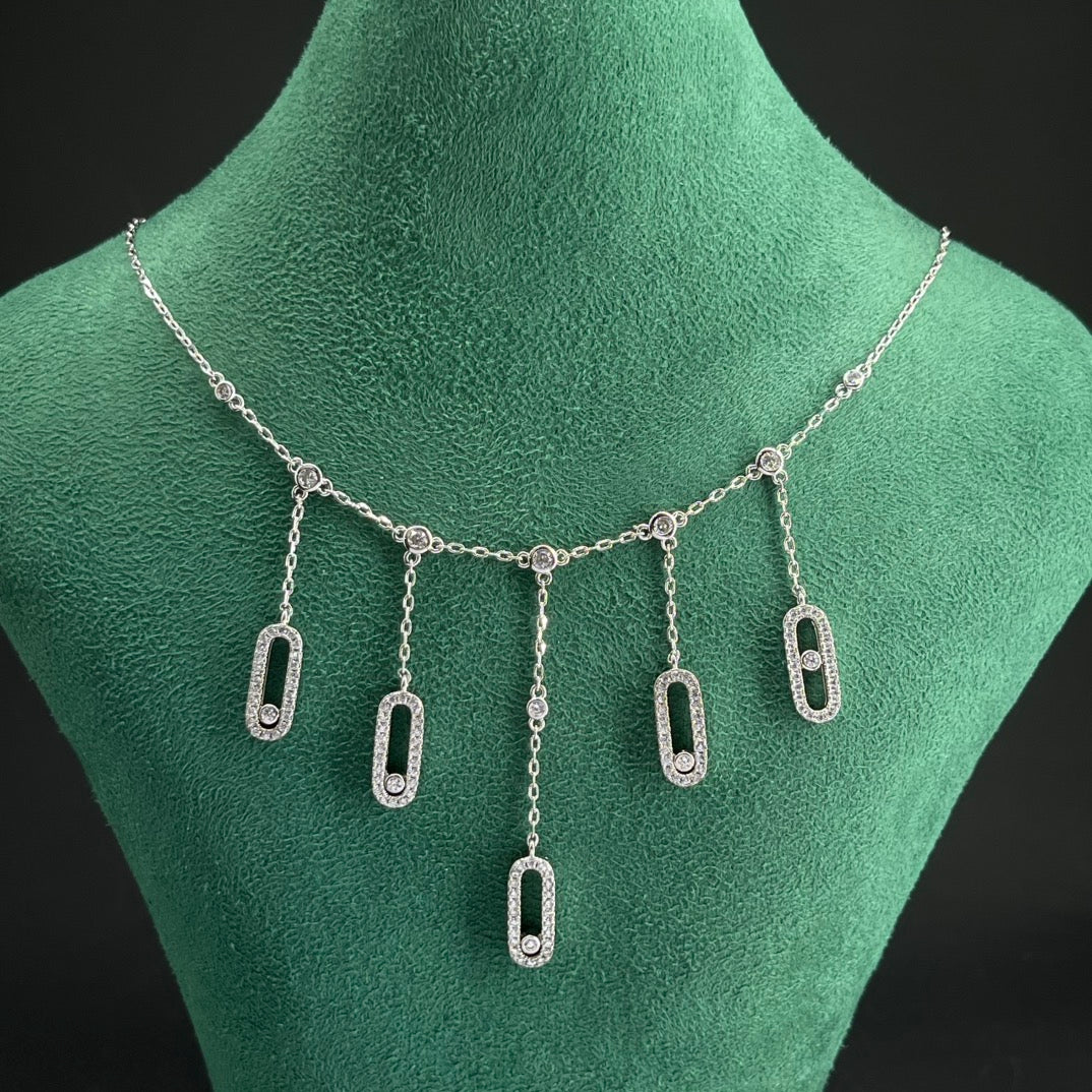 Messika Five-Link Drop necklace in Silver Tone, main view
