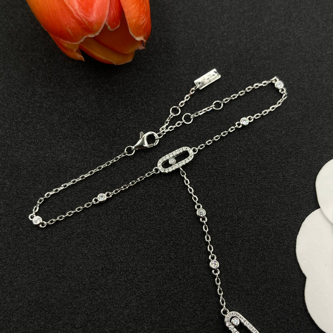 Messika Open Link Lariat necklace in Silver Tone, detail view 5