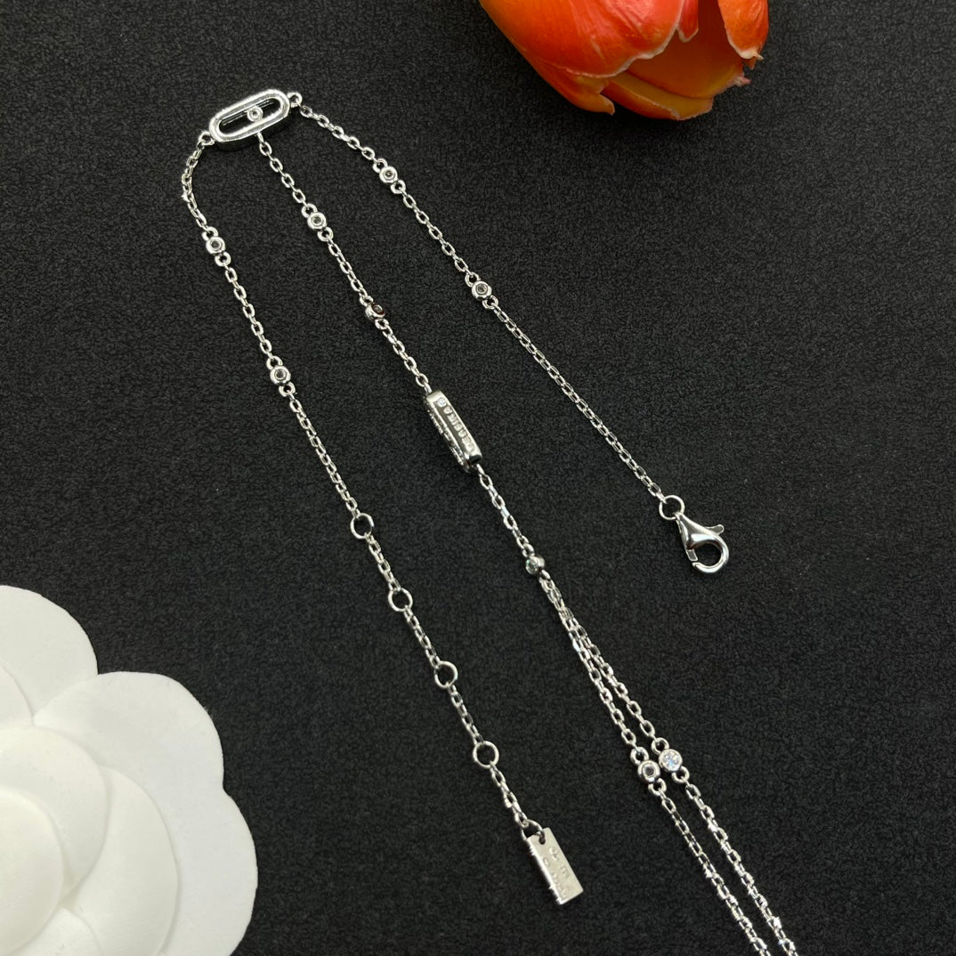 Messika Open Link Lariat necklace in Silver Tone, detail view 6