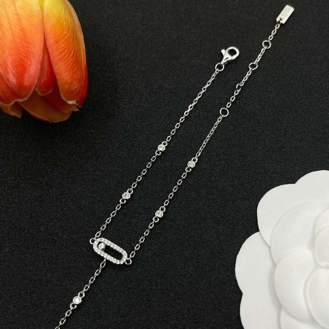 Messika Open Link Lariat necklace in Silver Tone, detail view 3