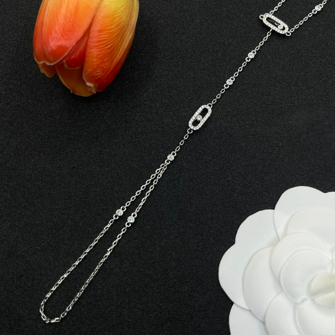 Messika Open Link Lariat necklace in Silver Tone, detail view 4