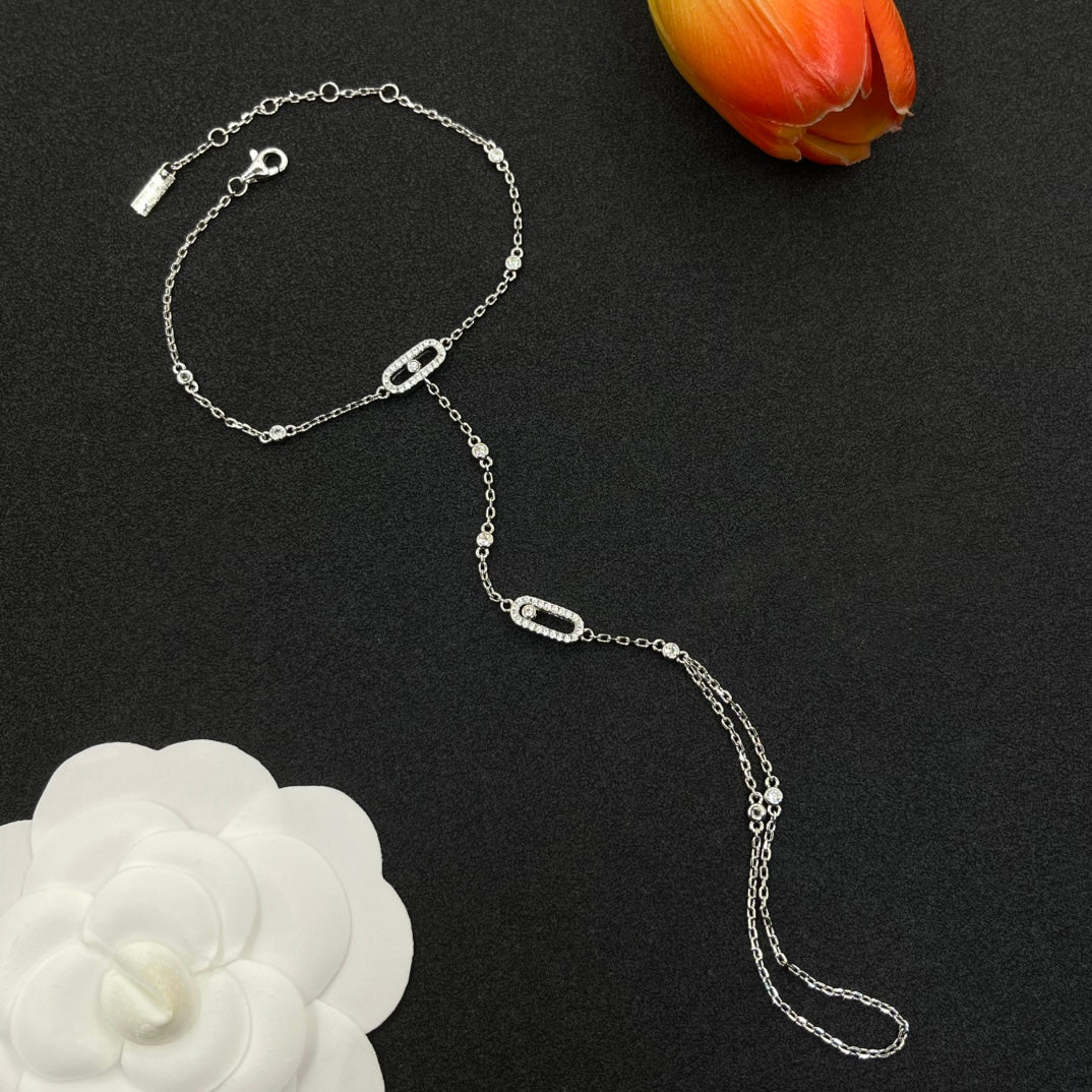 Messika Open Link Lariat necklace in Silver Tone, main view