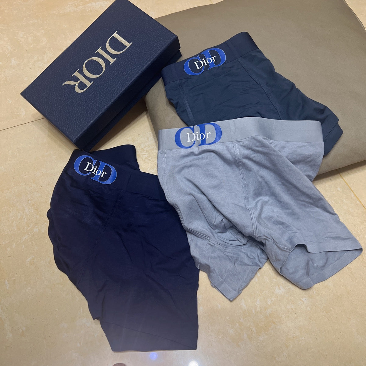 Dior Navy Tonal Large Flower Boxer Briefs, image 6