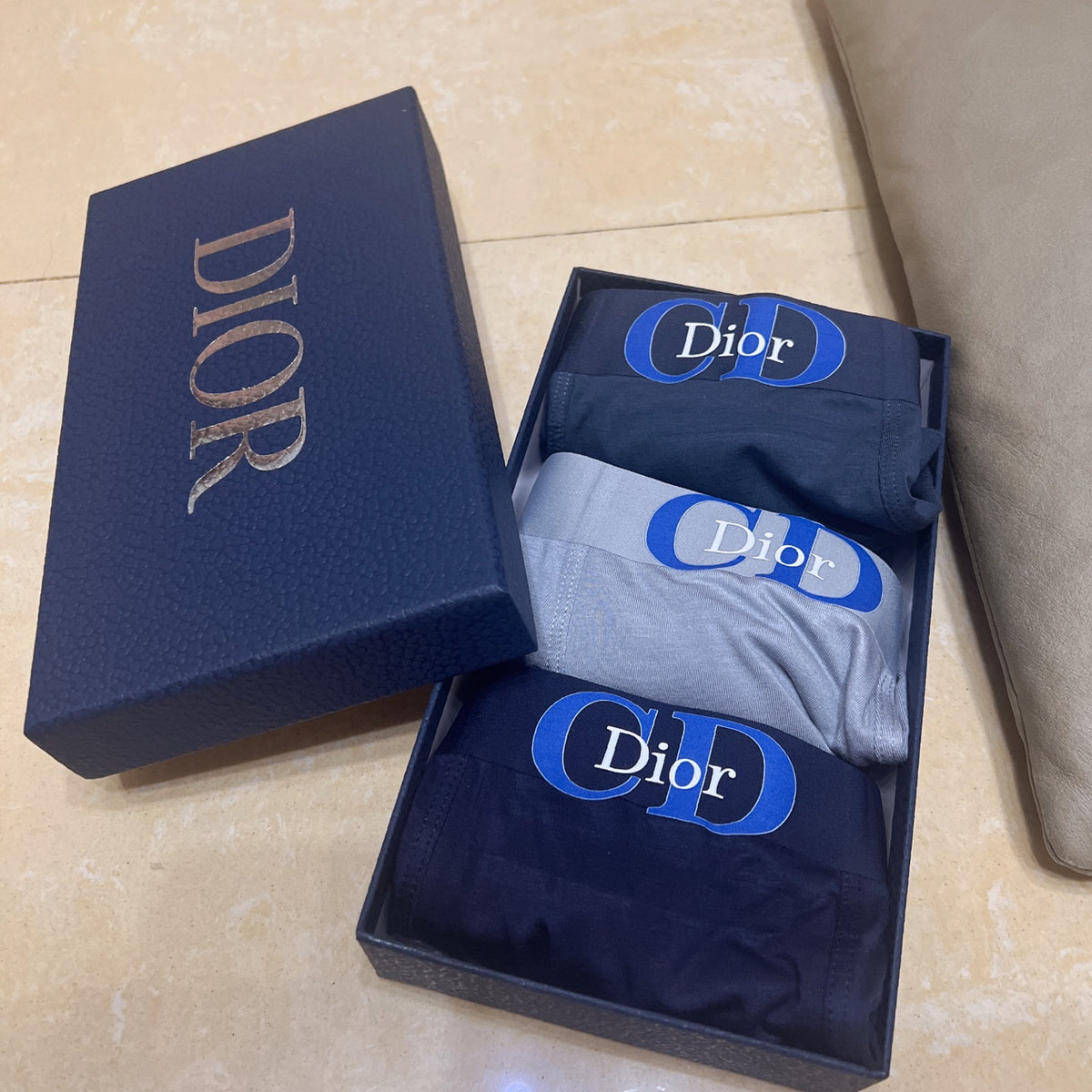 Dior Navy Tonal Large Flower Boxer Briefs, image 7