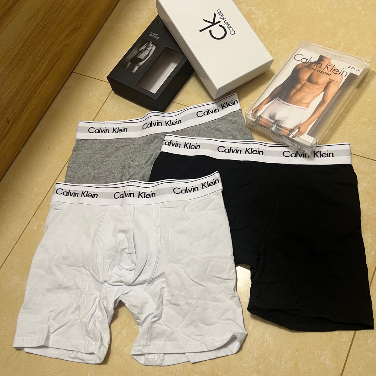 Calvin Klein Black White Waistband Long-Leg Boxer Briefs, image 9