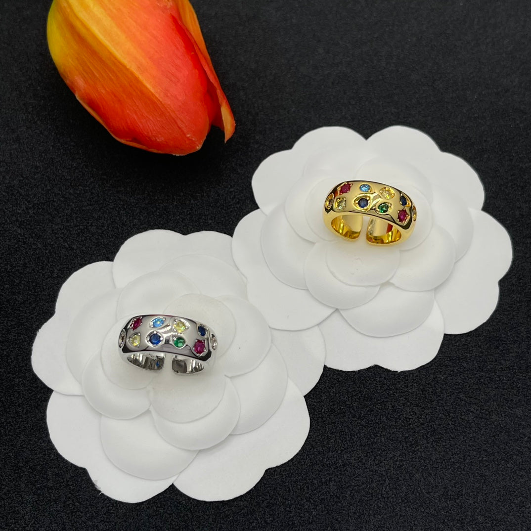 Pomellato multicolor crystal wide band ring in Silver Tone, detail view 8