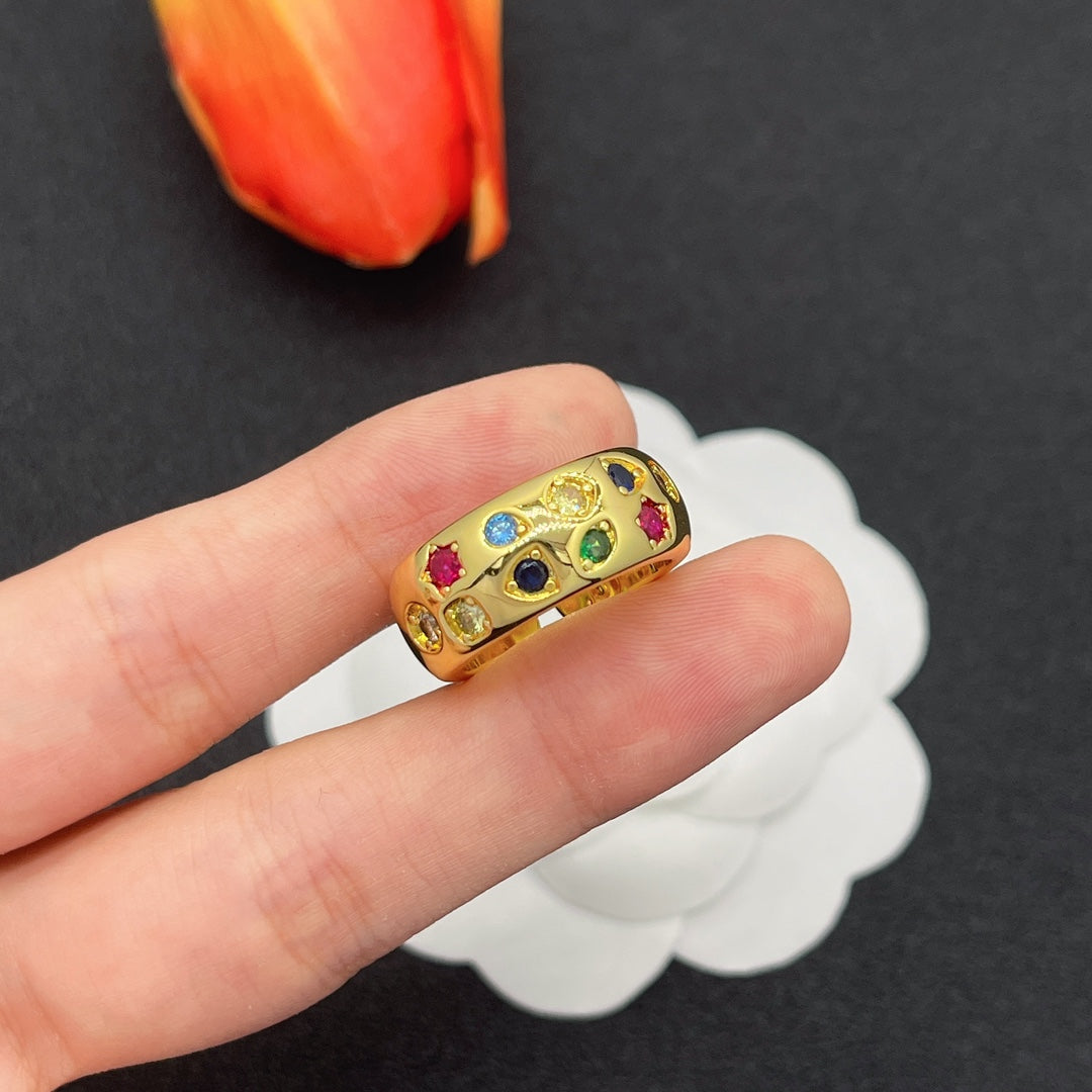 Pomellato multicolor crystal wide band ring in Gold Tone, detail view 11