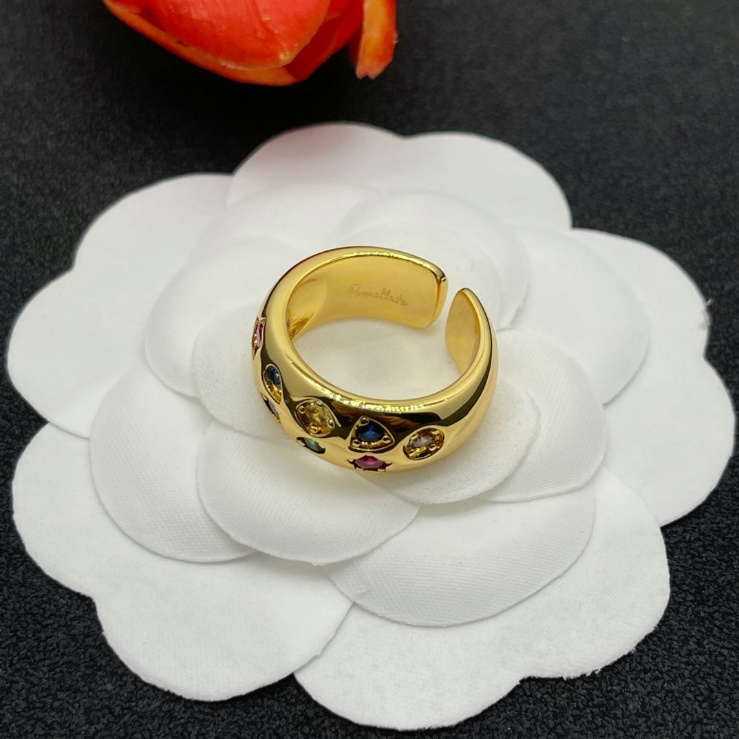 Pomellato multicolor crystal wide band ring in Gold Tone, detail view 17