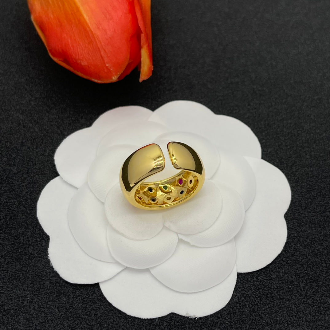 Pomellato multicolor crystal wide band ring in Gold Tone, detail view 16