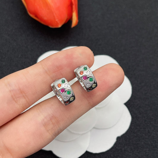 Pomellato multicolor crystal huggie hoop earrings in Silver Tone, main view
