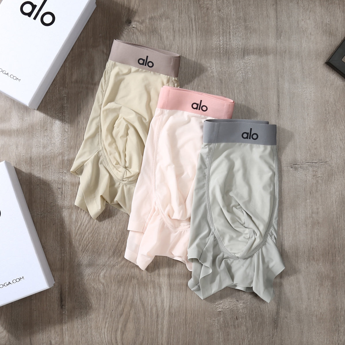 Alo Pink Grey White Pale Waist Bands Boxer Briefs, image 5