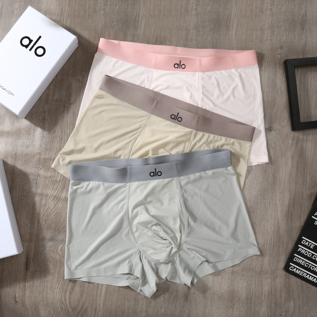 Alo Pink Grey White Pale Waist Bands Boxer Briefs, image 3