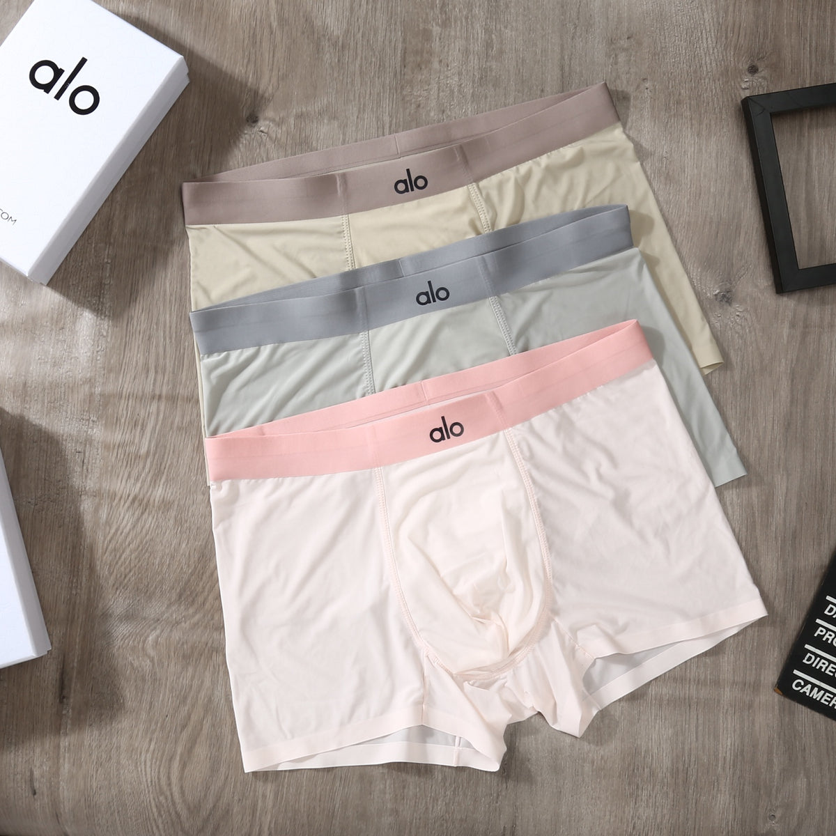 Alo Pink Grey White Pale Waist Bands Boxer Briefs, image 1