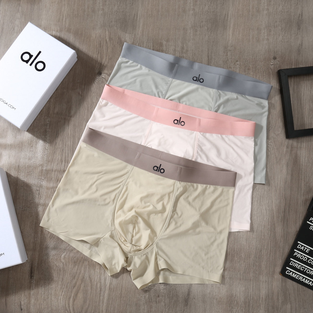Alo Pink Grey White Pale Waist Bands Boxer Briefs, image 2