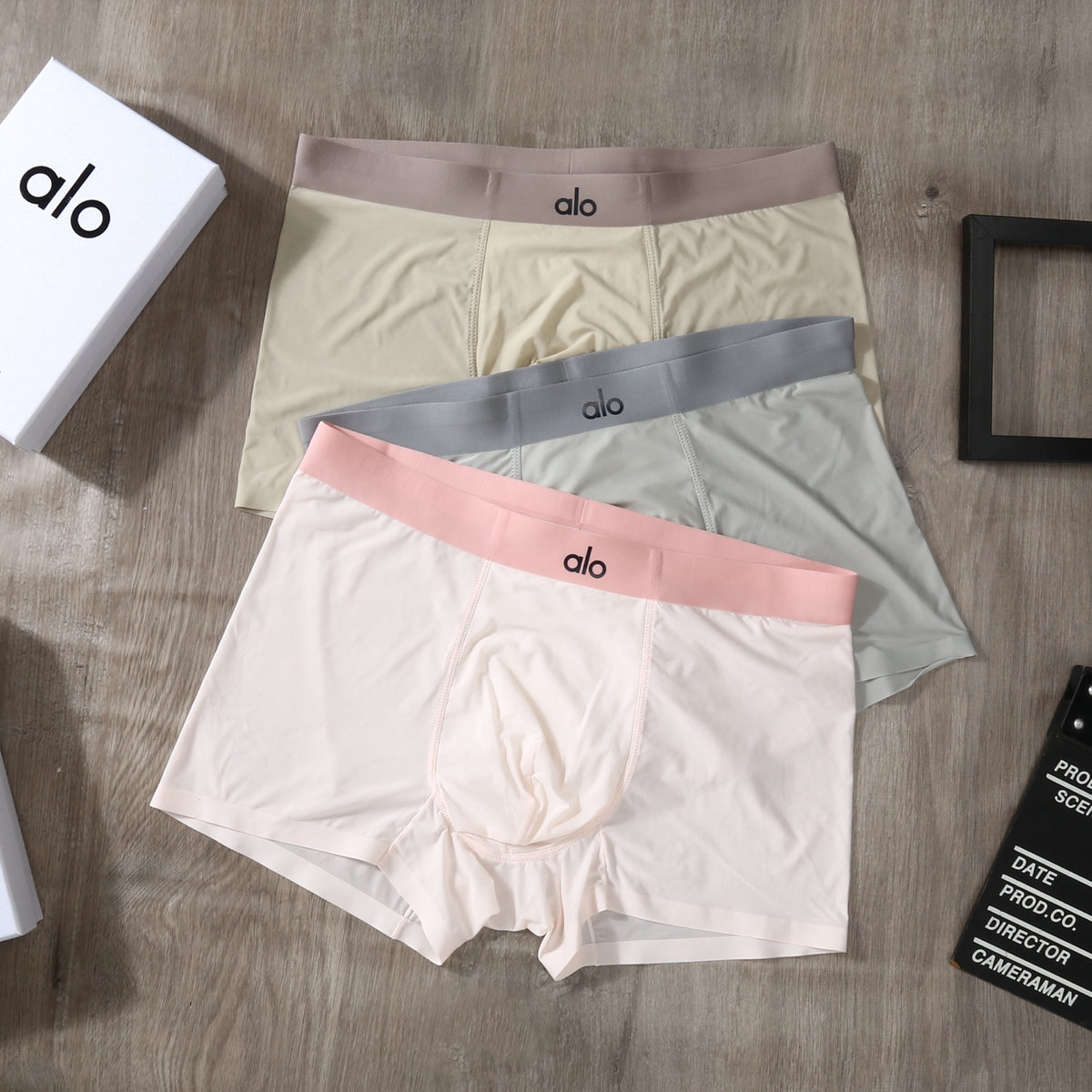 Alo Pink Grey White Pale Waist Bands Boxer Briefs, image 4