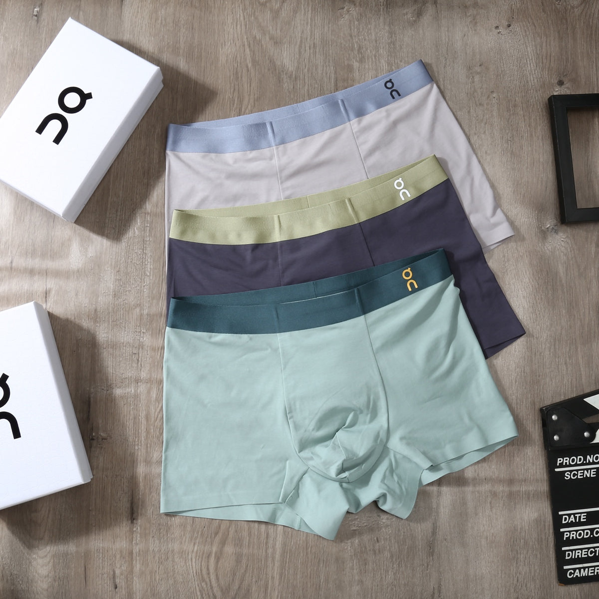 On White Blue Green Pale Waist Boxer Briefs, image 2