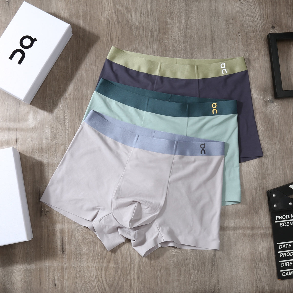 On White Blue Green Pale Waist Boxer Briefs, image 1