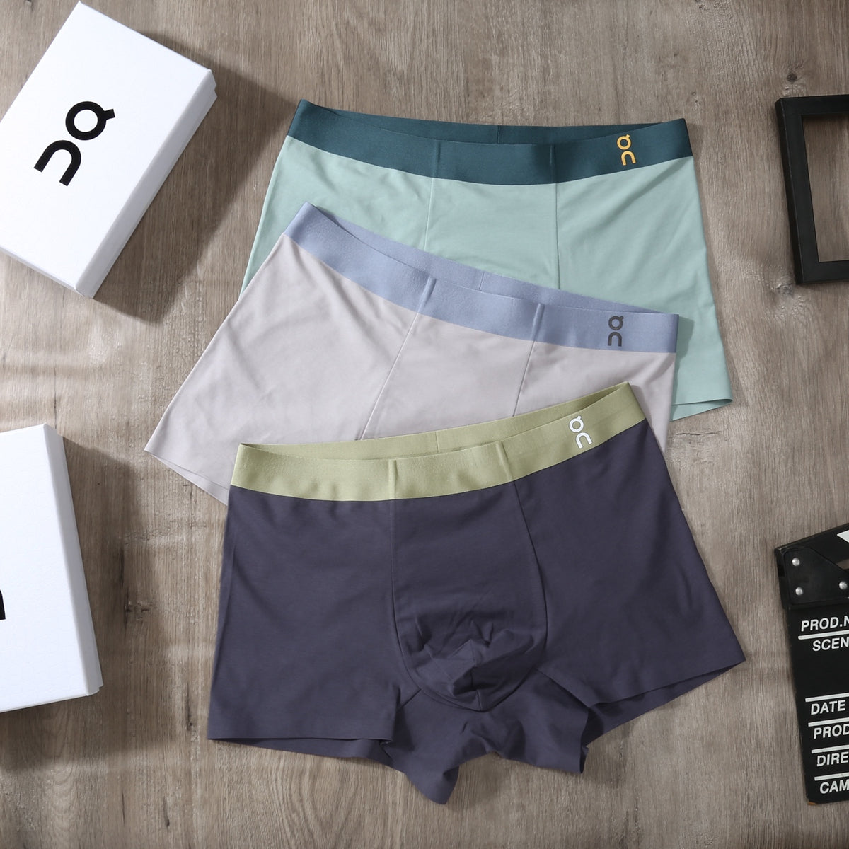 On White Blue Green Pale Waist Boxer Briefs, image 3