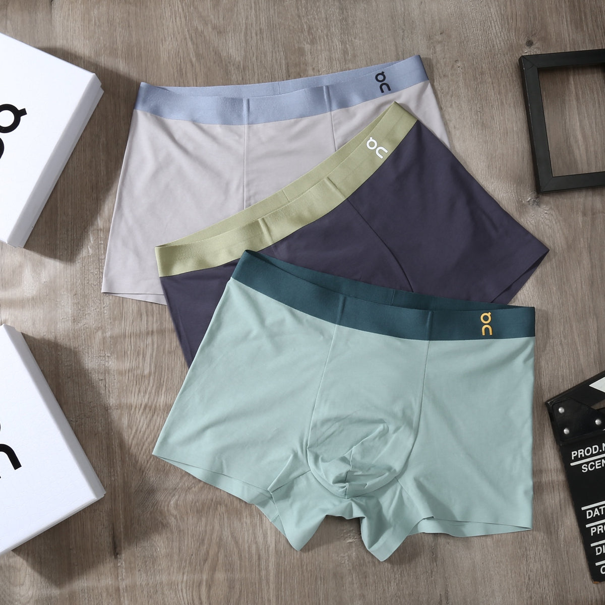 On White Blue Green Pale Waist Boxer Briefs, image 4