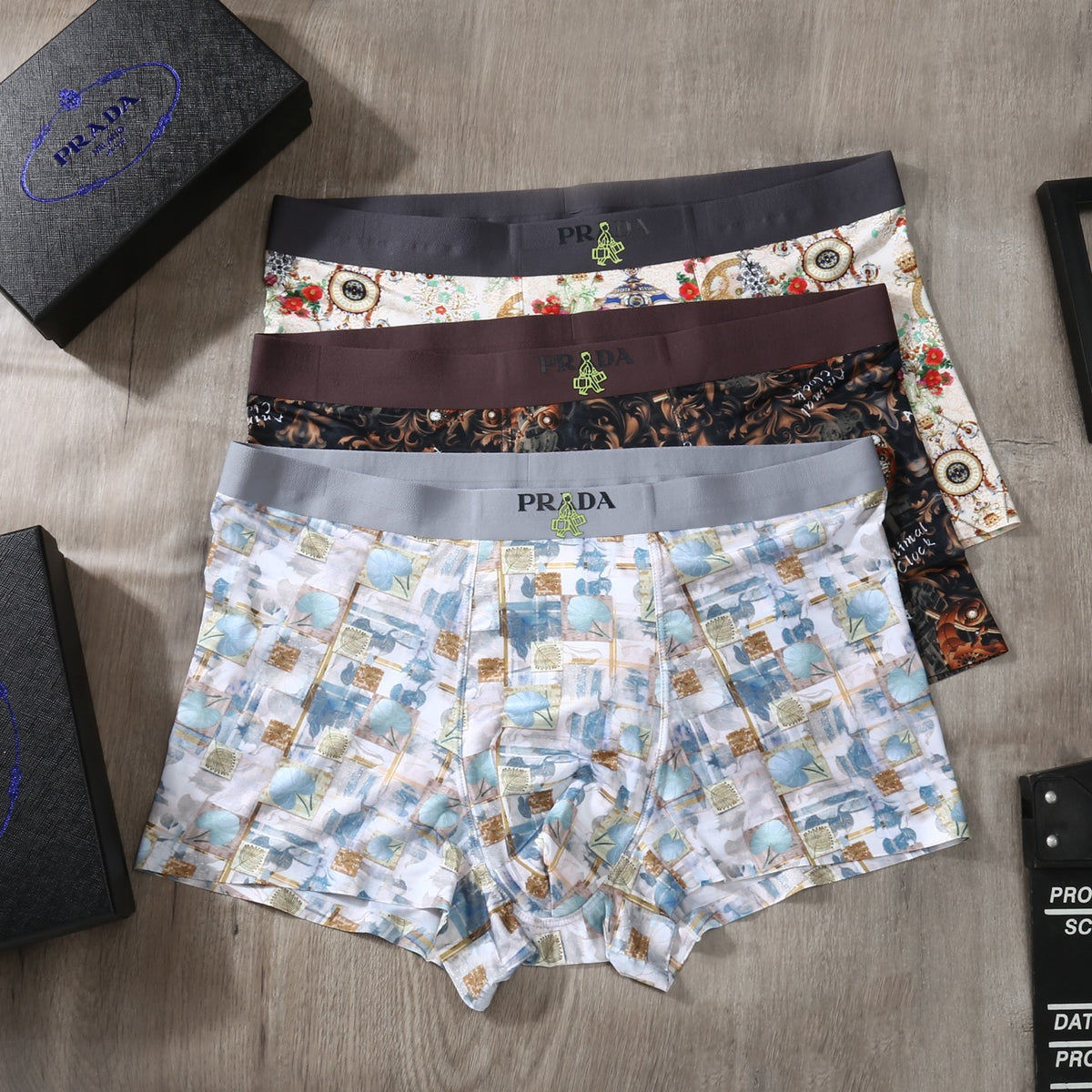 Prada Bright Landscape Print Assortment Boxer Briefs, image 1