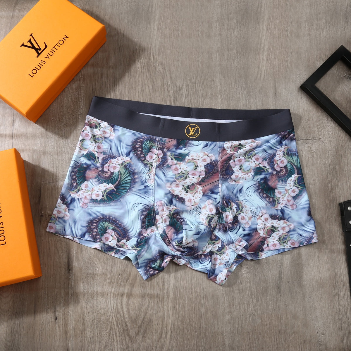 Louis Vuitton Blue Purple Dense Landscape Print Boxer Briefs, image 8