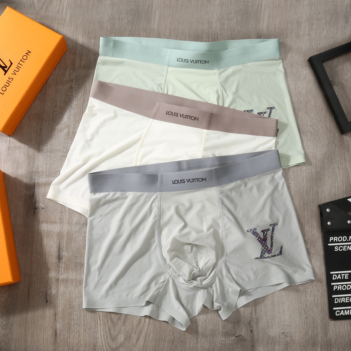 Louis Vuitton Mint Grey White Large Monogram Boxer Briefs, image 3