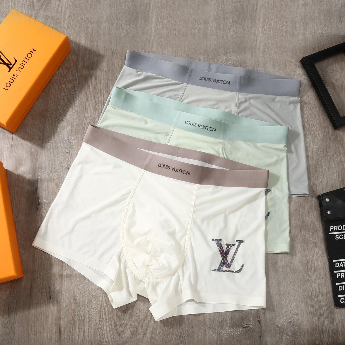 Louis Vuitton Mint Grey White Large Monogram Boxer Briefs, image 2