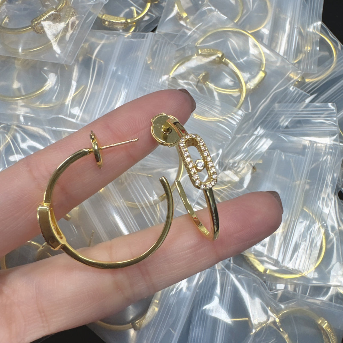 Messika Crystal Open Hoop earrings in Silver Tone, main view