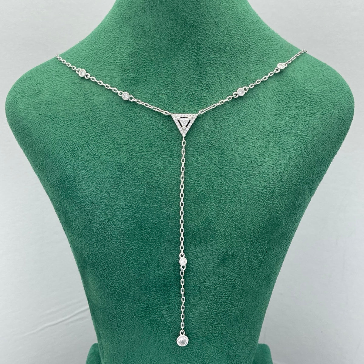 Messika Triangle Y-Drop necklace in Silver Tone, detail view 9
