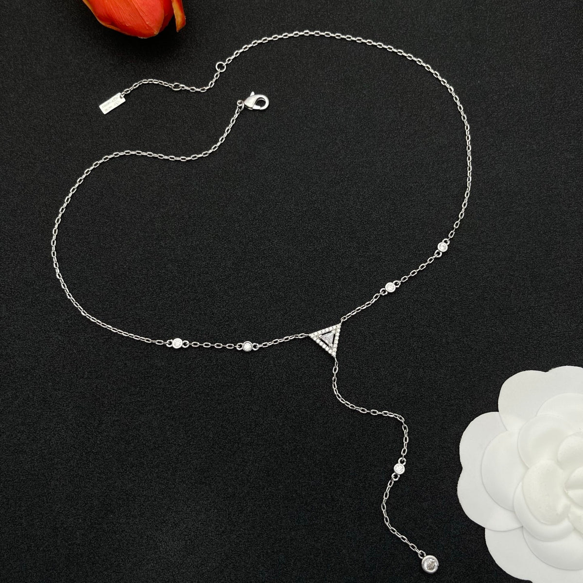 Messika Triangle Y-Drop necklace in Silver Tone, detail view 10