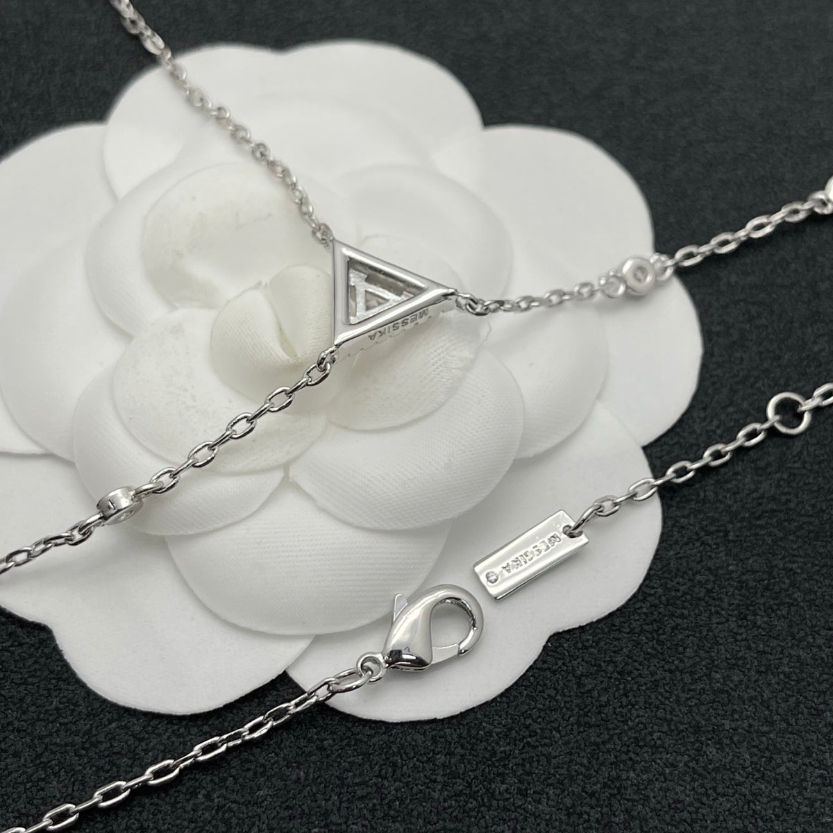 Messika Triangle Y-Drop necklace in Silver Tone, detail view 15