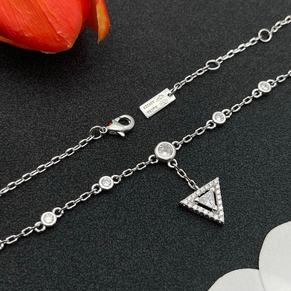 Messika Triangle Drop Chain bracelet in Silver Tone, detail view 13