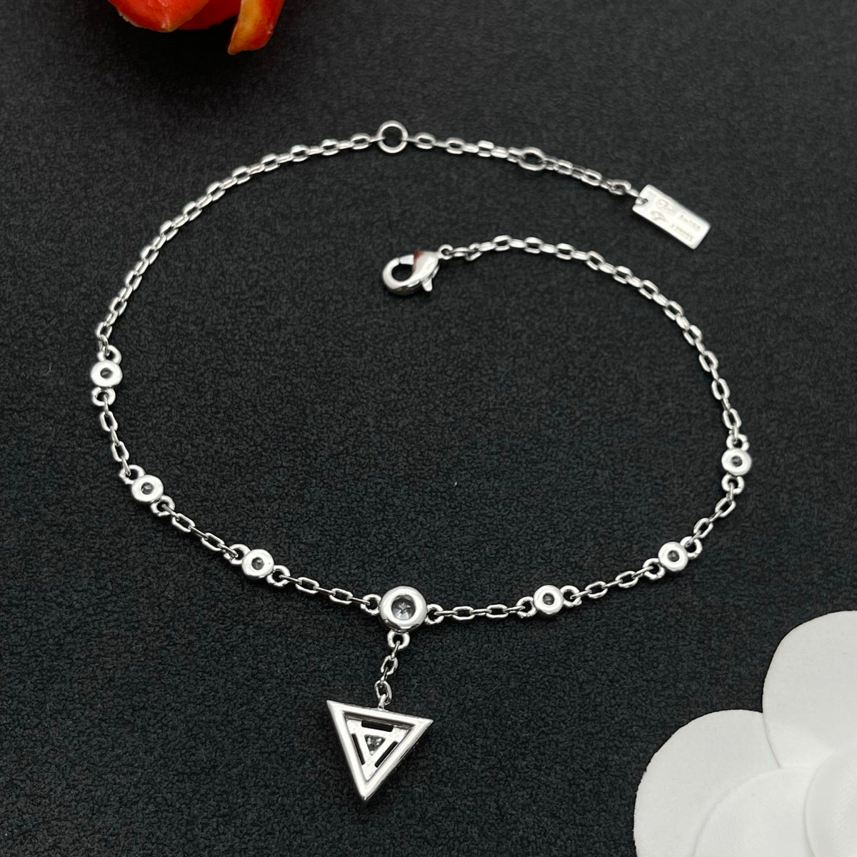 Messika Triangle Drop Chain bracelet in Silver Tone, detail view 14