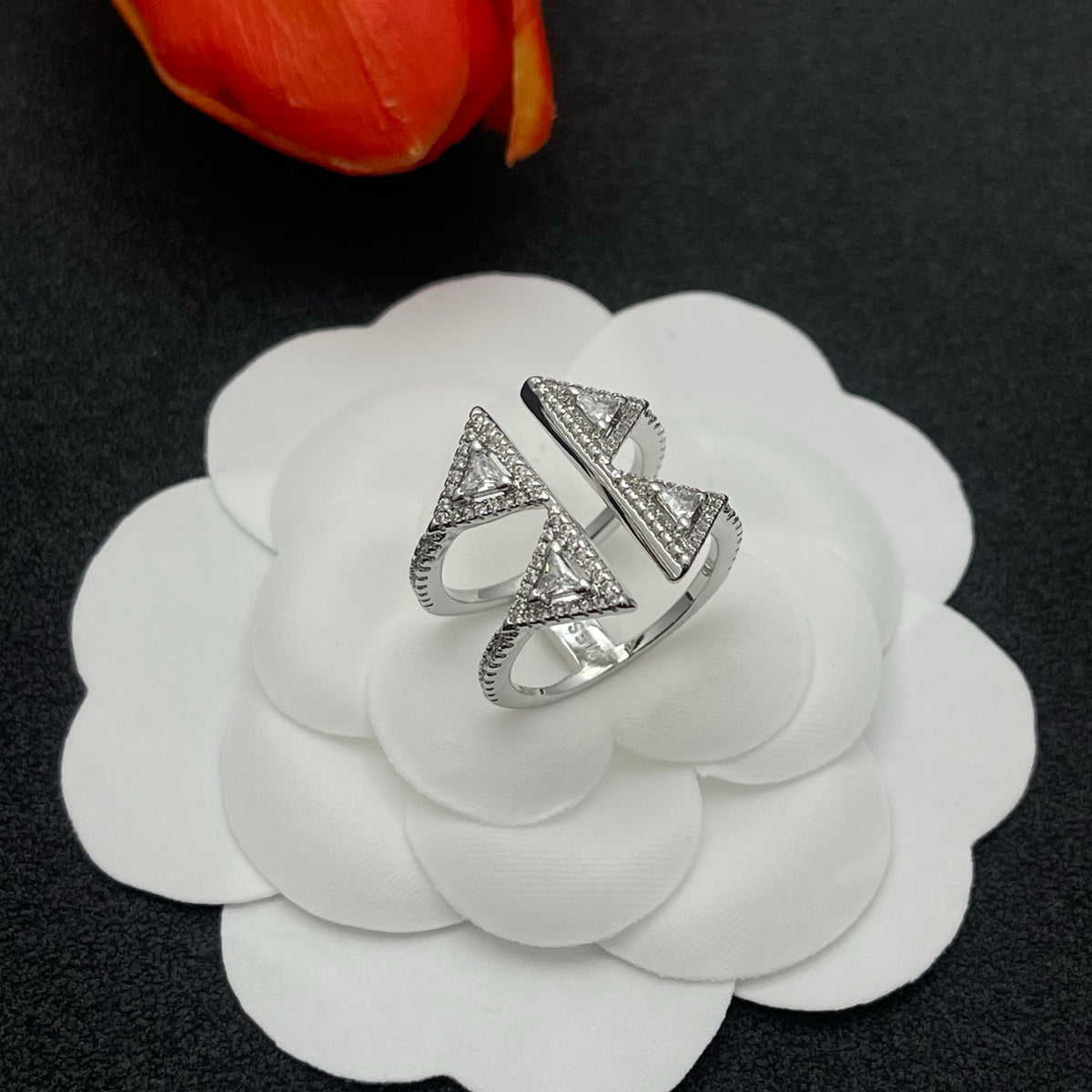Messika Double Triangle Statement ring in Silver Tone, detail view 11