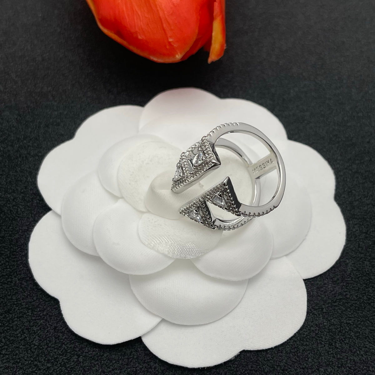 Messika Double Triangle Statement ring in Silver Tone, detail view 13
