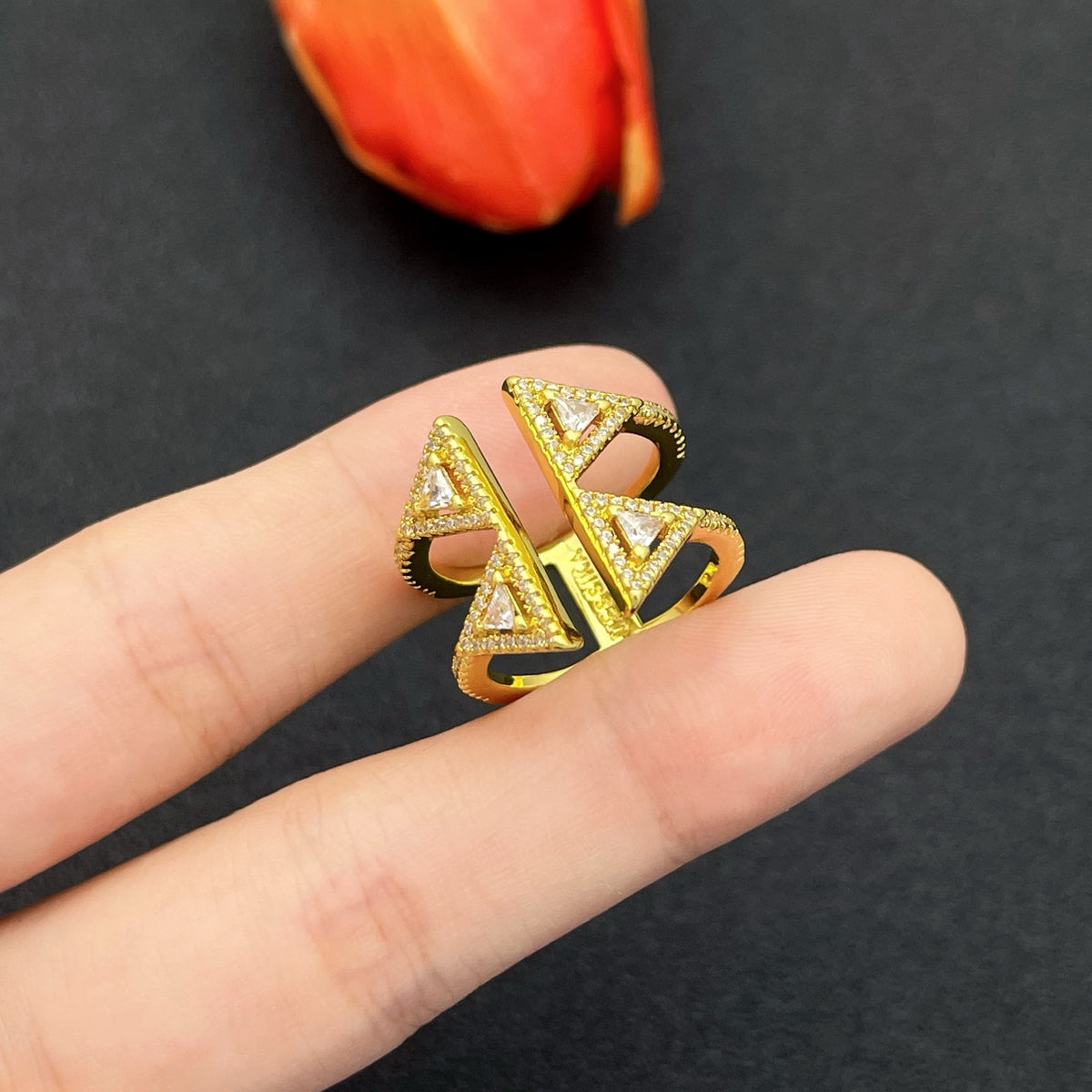 Messika Double Triangle Statement ring in Gold Tone, main view