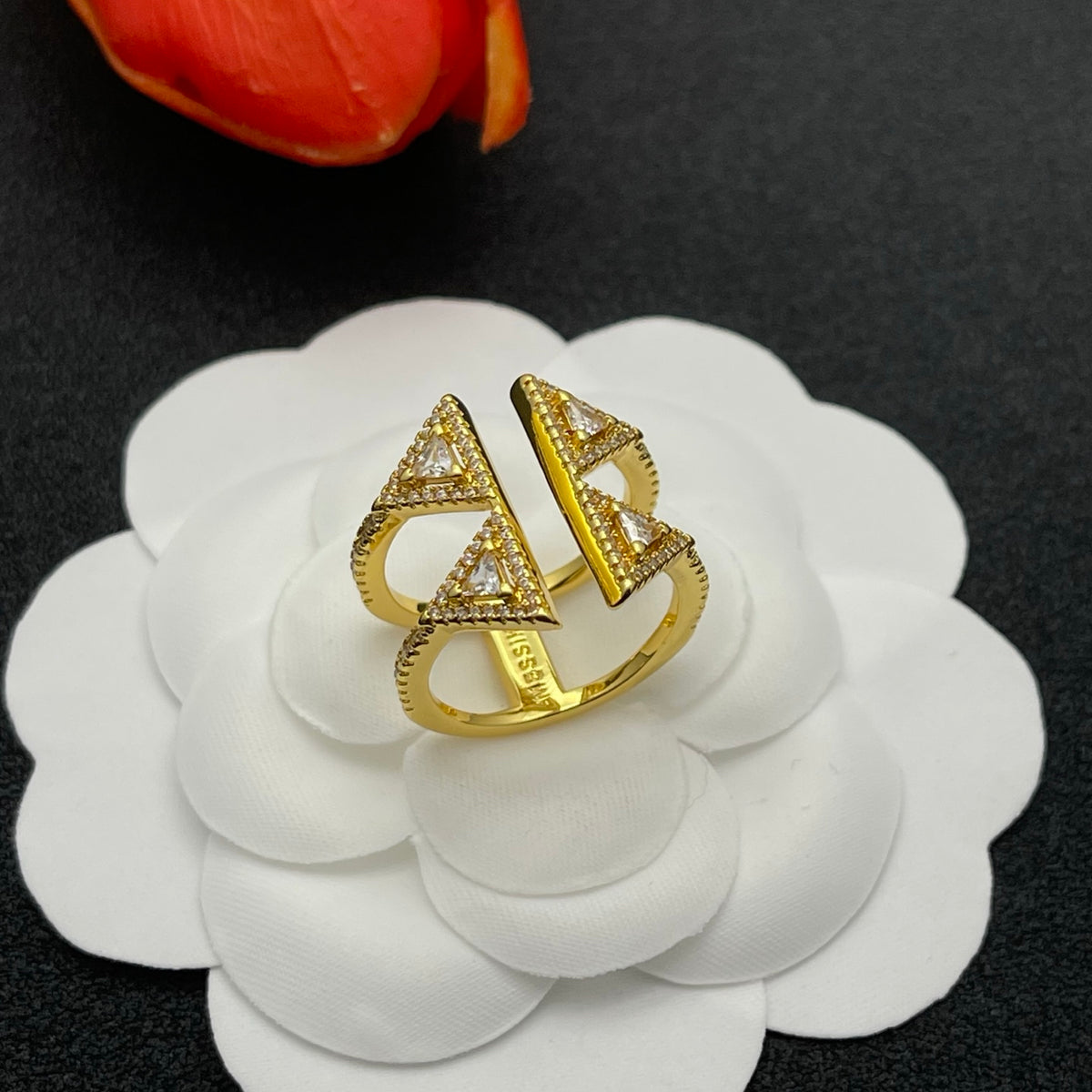 Messika Double Triangle Statement ring in Gold Tone, detail view 3