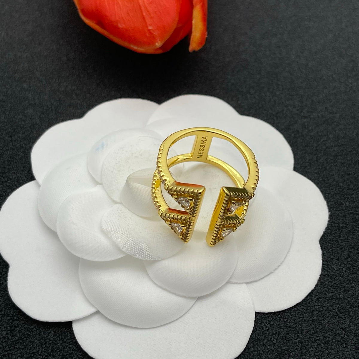 Messika Double Triangle Statement ring in Gold Tone, detail view 7